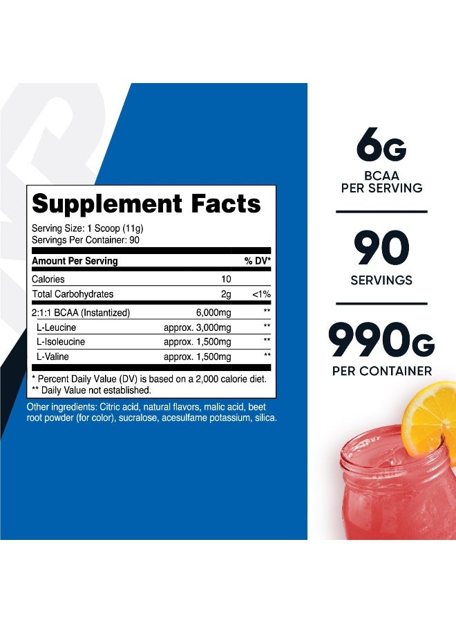 Bcaa Powder- 2:1:1 Raspberry Lemonade 90 Servings