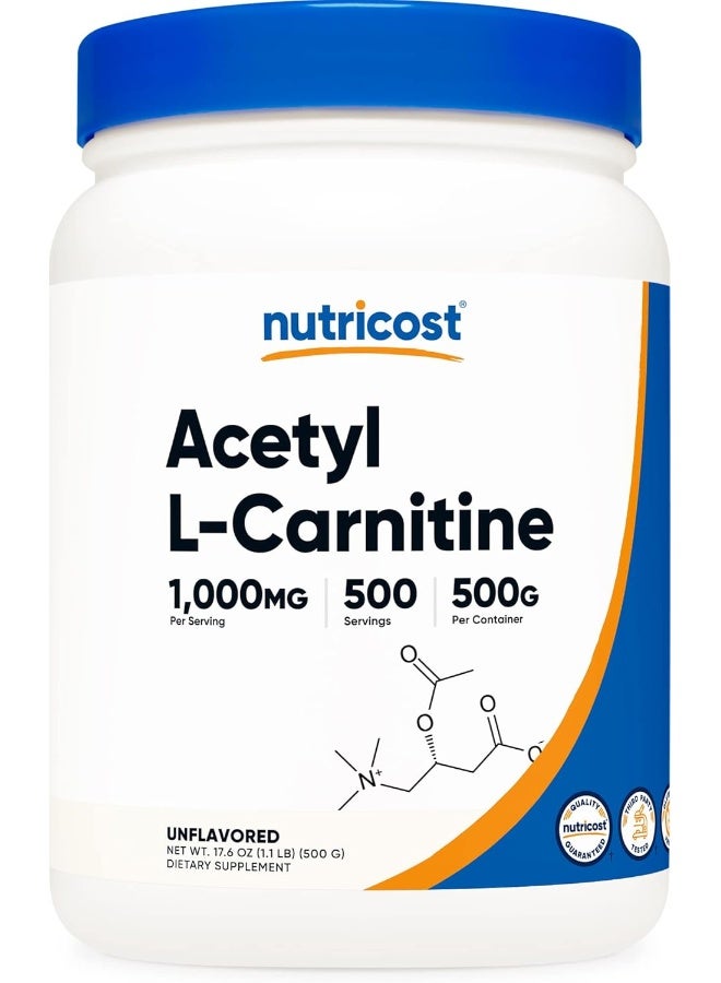 Acetyl L-Carnitine Alcar 500 Grams - 1000Mg Per Serving - Pure Acetyl L-Carnitine Powder