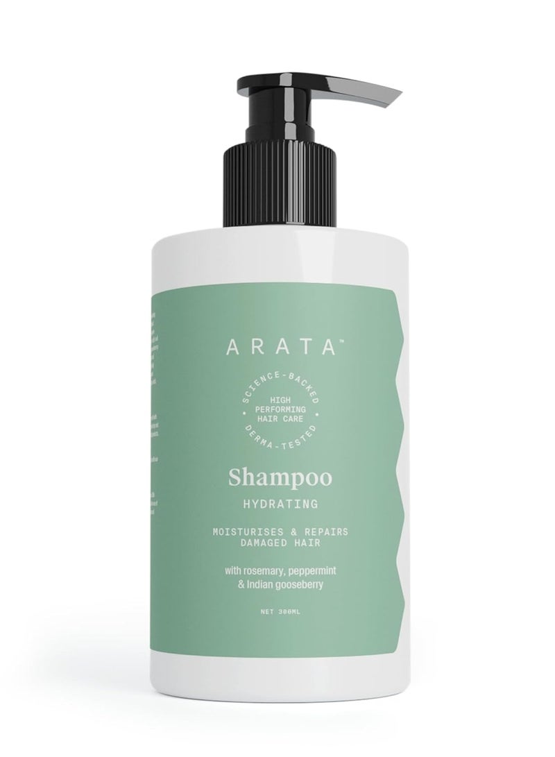 Arata Natural Hydrating Hair Shampoo (300ml) with Ginkgo, Ginger and Indian Gooseberry Moisturises and Repairs Damaged Hair Paraben and Sulphate Free Shampoo for Women and Men