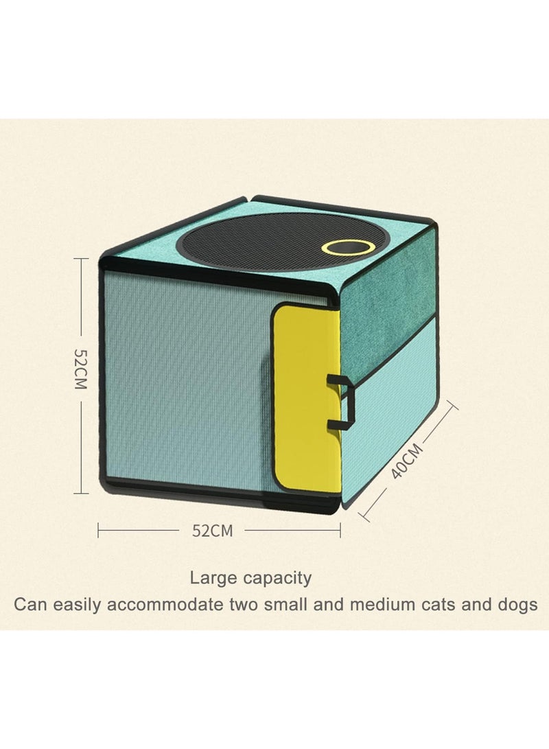 Pet Drying Box Portable Foldable Breathable Oxford Cloth Dog Cat Drying Room Pet Hair Dryer Clean Grooming House Drying Crate Cage With Two Air Inlets for Small Medium Cats Dogs (Blue)