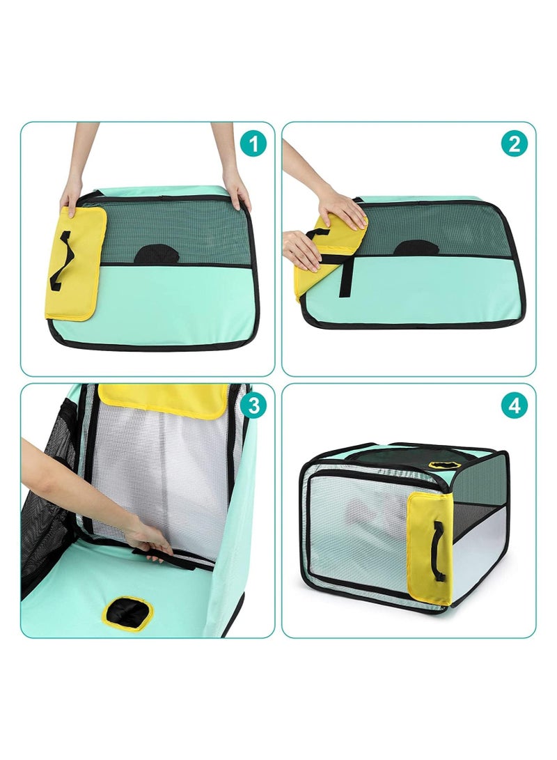 Pet Drying Box Portable Foldable Breathable Oxford Cloth Dog Cat Drying Room Pet Hair Dryer Clean Grooming House Drying Crate Cage With Two Air Inlets for Small Medium Cats Dogs (Blue)