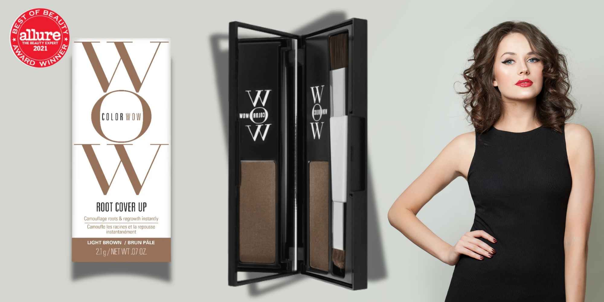 Root Cover Up, Light Brown, 2.1g – Root Concealer for Gray Hair with Natural Finish