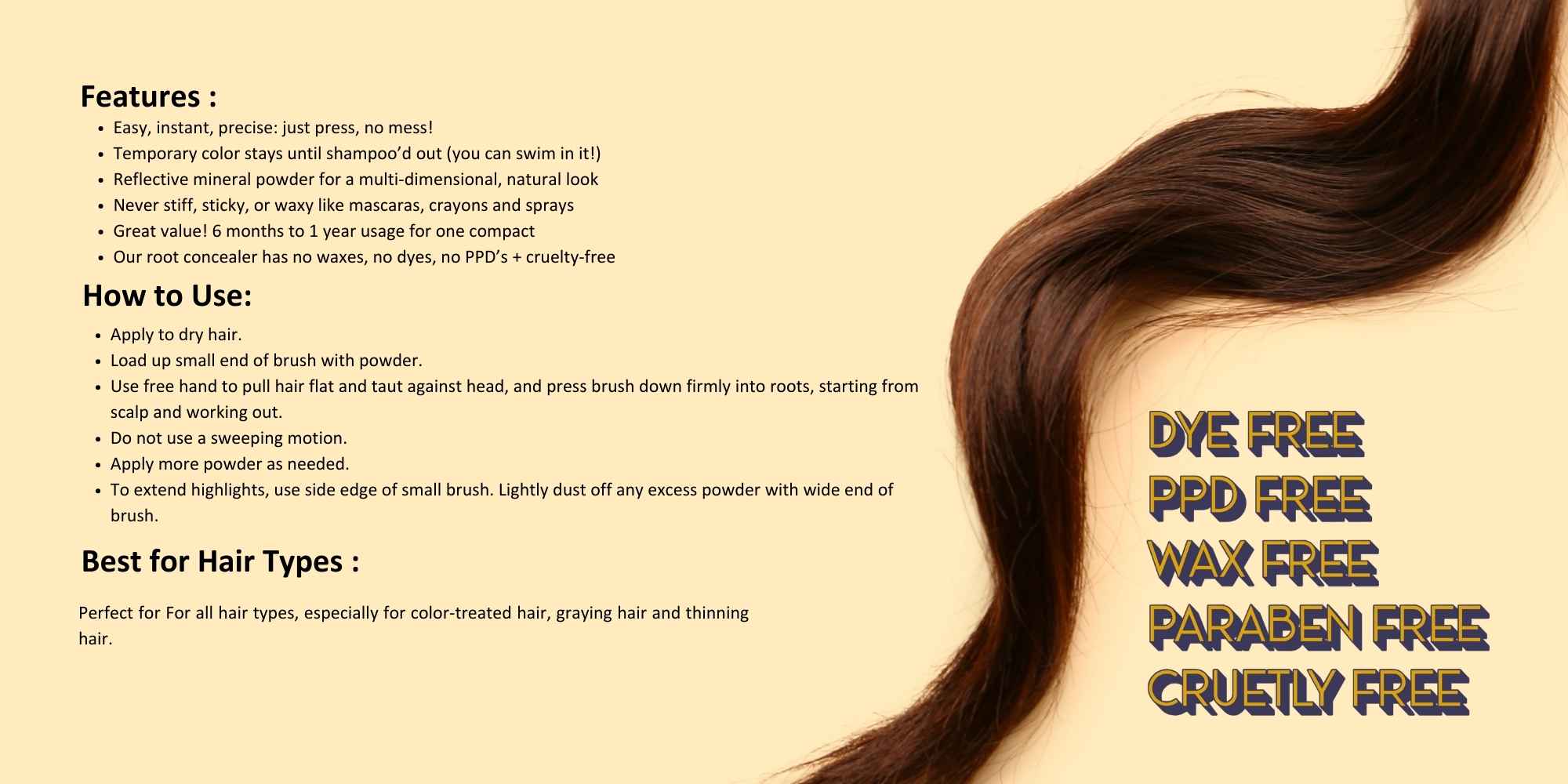 Root Cover Up, Light Brown, 2.1g – Root Concealer for Gray Hair with Natural Finish