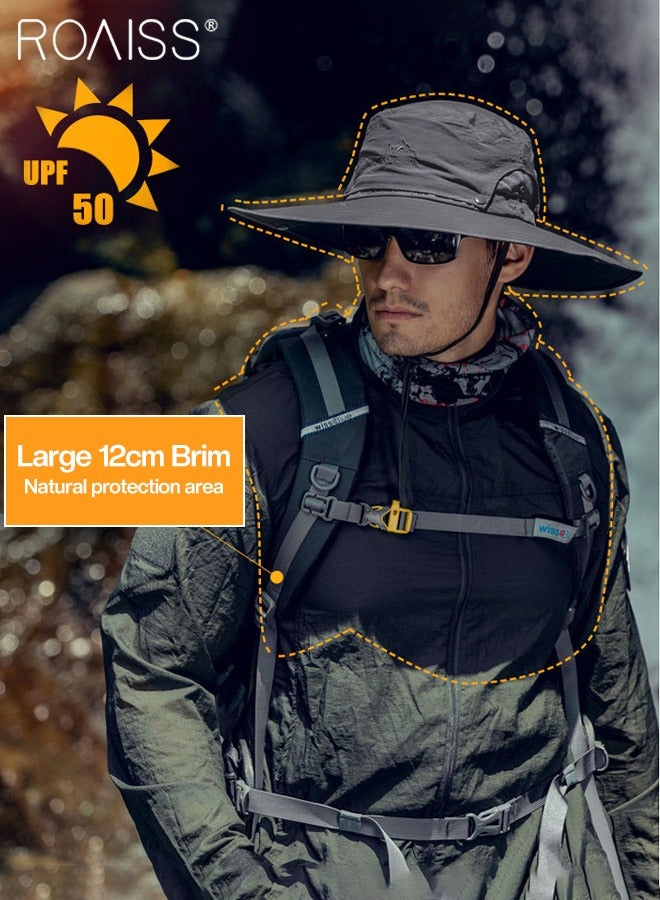 Breathable Wide Brim Fishing Hat with Removable Top UPF 50+ Anti-UV Water Resistant Tear-Resistant Sun Hat for Men & Women Adjustable Size