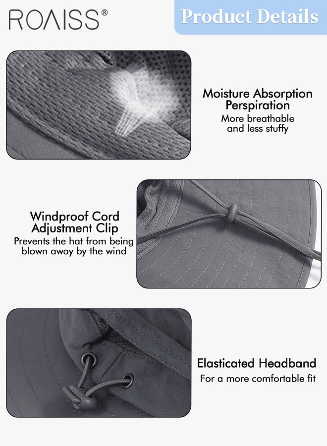 Breathable Wide Brim Fishing Hat with Removable Top UPF 50+ Anti-UV Water Resistant Tear-Resistant Sun Hat for Men & Women Adjustable Size