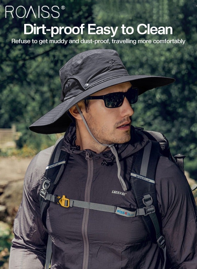 Breathable Wide Brim Fishing Hat with Removable Top UPF 50+ Anti-UV Water Resistant Tear-Resistant Sun Hat for Men & Women Adjustable Size