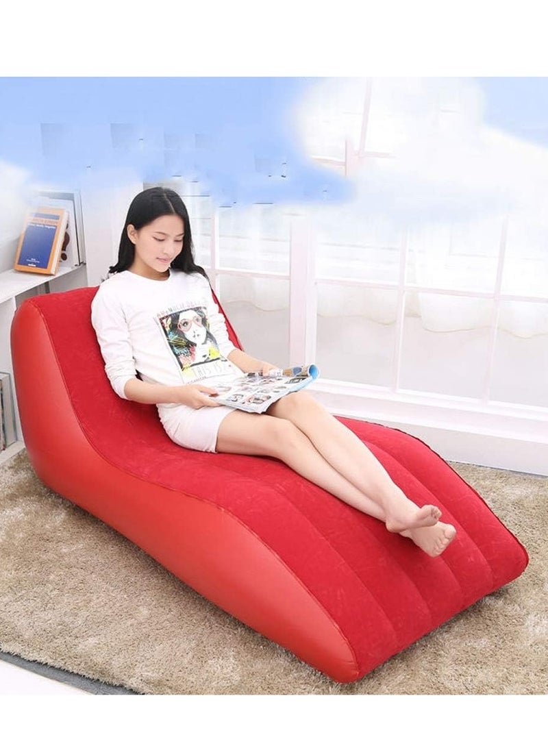 Sofa Bed  Air Pump Folding Cushion Bedroom Creative Bean Bag Chair Red