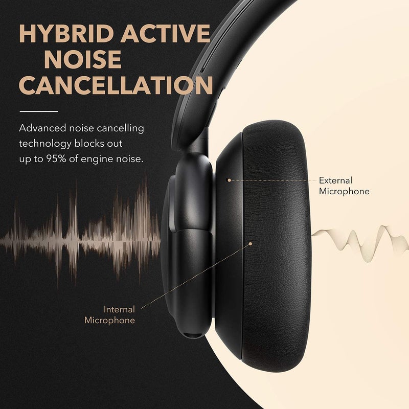 Life Q30 Hybrid Active Noise Cancelling Headphones Bluetooth with Multiple Modes, Hi-Res Sound Bluetooth Headphones, Custom EQ via App, 50H Playtime, Multipoint Connection Black