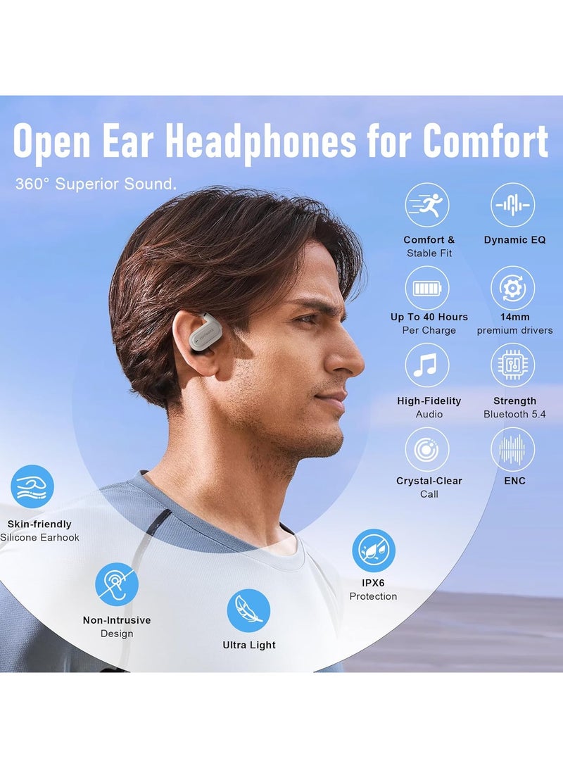 ZIPFORCE True Wireless Earbuds, Open-Ear Bluetooth 5.3 Headphones 4-Mics ANC ENC Clear Call, Bluetooth Earbuds Touch Control, IPX6 Waterproof TWS, Light-Weight Earphones