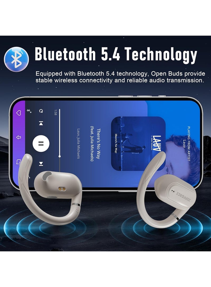 ZIPFORCE True Wireless Earbuds, Open-Ear Bluetooth 5.3 Headphones 4-Mics ANC ENC Clear Call, Bluetooth Earbuds Touch Control, IPX6 Waterproof TWS, Light-Weight Earphones