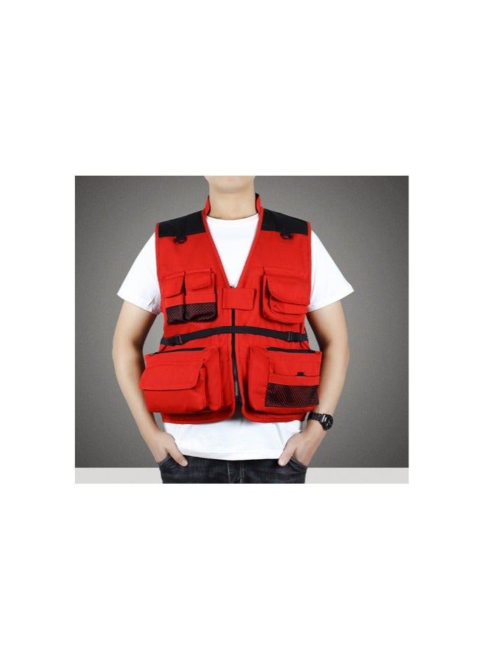 Multi Pocket Vest Men's Breathable Outdoor Journalist Sports Fishing Photography Volunteer Vest Workwear Vest Clip/One size fits all