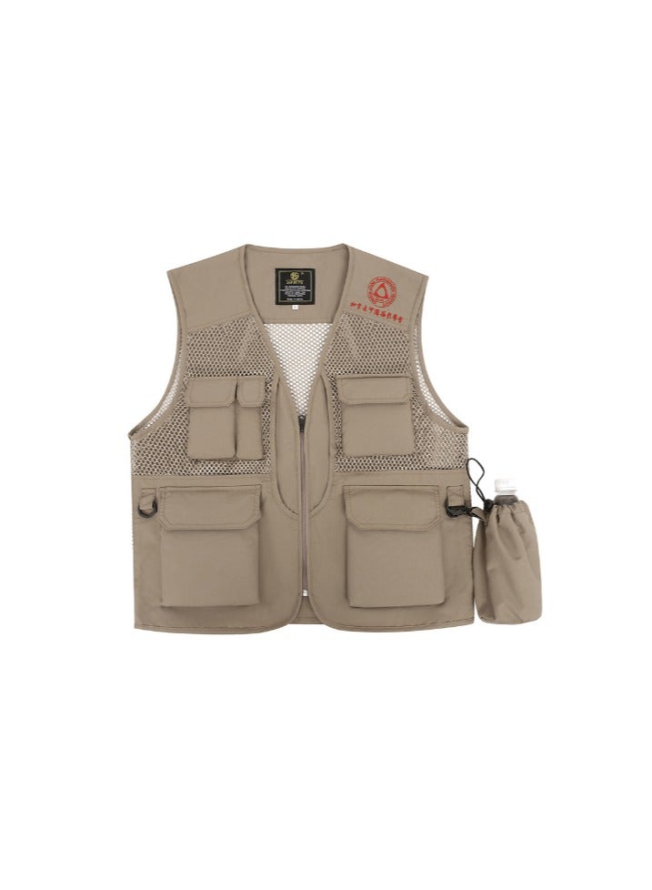 Multi Pocket Vest Men's Breathable Outdoor Journalist Sports Fishing Photography Volunteer Vest Workwear Vest Clip/One size fits all