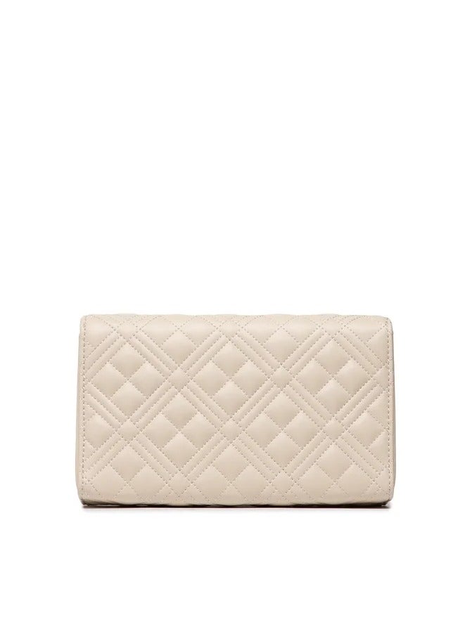 Ivory Quilted  Bag with Gold Hardware for Elegant Women