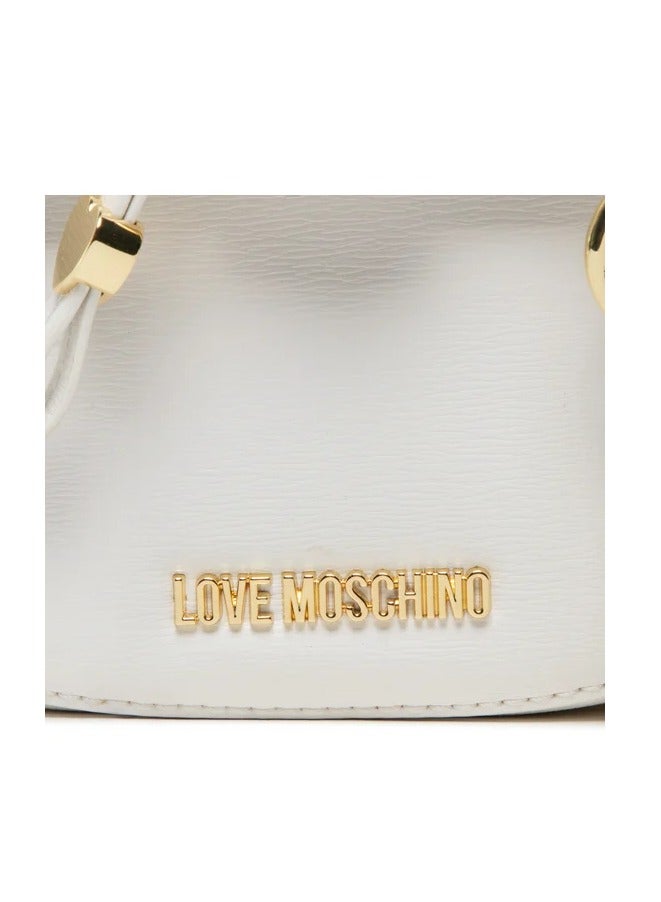 Heart Emblem Leather Shoulder Bag in Off White for Women - Elegant & Versatile