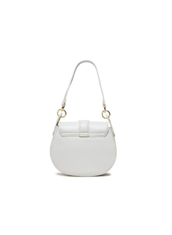 Heart Emblem Leather Shoulder Bag in Off White for Women - Elegant & Versatile