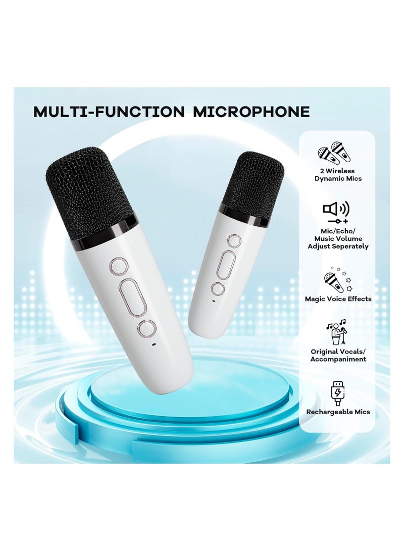 Mini Karaoke Machine for Kids & Adults - Portable Bluetooth Speaker with Dual Wireless Microphones, Perfect Birthday Gift for Girls Ages 4 and Up, Toddlers, and Teens - Multicolor