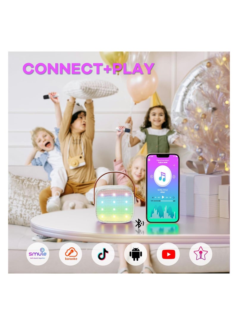 Mini Karaoke Machine for Kids & Adults - Portable Bluetooth Speaker with Dual Wireless Microphones, Perfect Birthday Gift for Girls Ages 4 and Up, Toddlers, and Teens - Multicolor