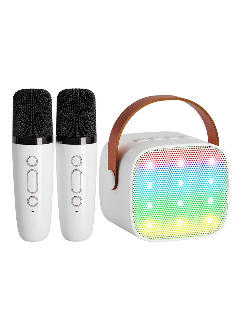 Mini Karaoke Machine for Kids & Adults - Portable Bluetooth Speaker with Dual Wireless Microphones, Perfect Birthday Gift for Girls Ages 4 and Up, Toddlers, and Teens - Multicolor