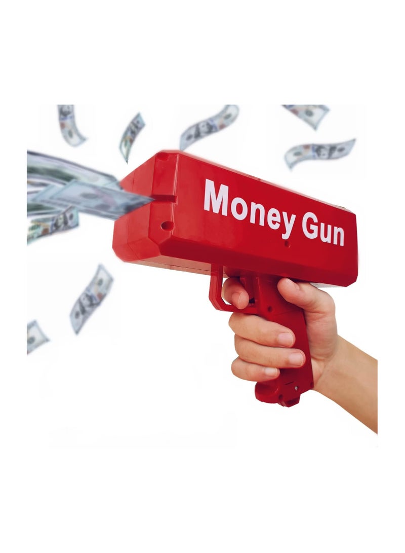 Red Money Gun Shooter, Toy Guns That Look Real, Prop Gun Cash Cannon for Game Movies Party Supplies with Play Money Dollar Bills