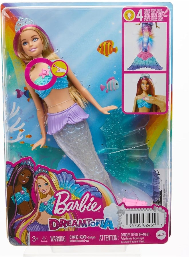 Mermaid Barbie Doll with Water-Activated Twinkle Light-Up Tail, Pink-Streaked Hair