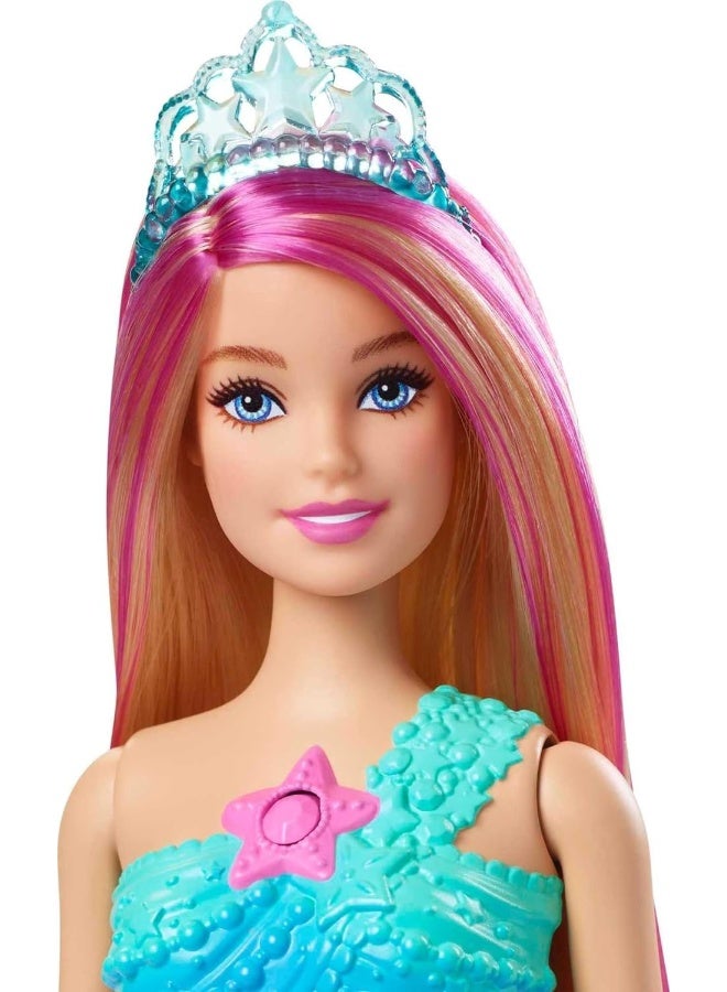 Mermaid Barbie Doll with Water-Activated Twinkle Light-Up Tail, Pink-Streaked Hair