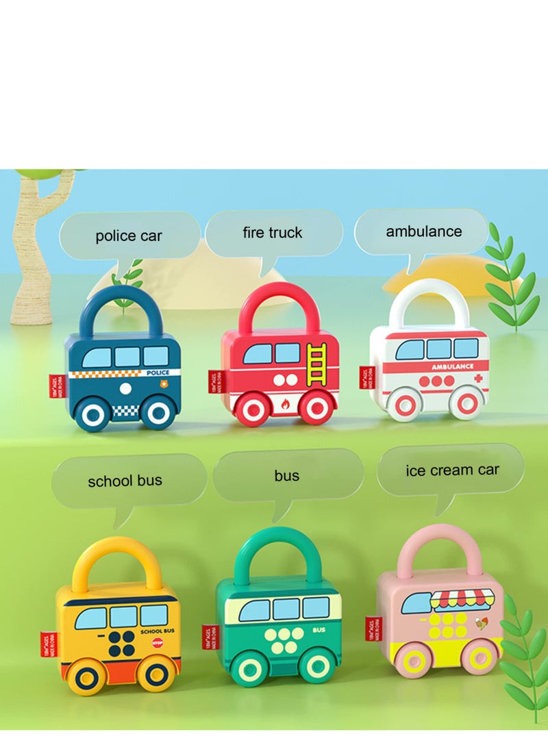 Montessori Learning Toy for Toddlers, Mini Pairing Lock Busy Board with Toy Cars, Ideal for 18 Months to 3 Years Old Boys and Girls, Perfect Gift for Young Kids.