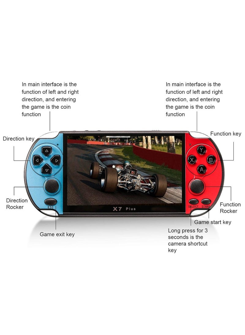 5.1inch X7 Plus Video Game Console Handheld Game Players Double Rocker 8GB Memory Built in 1000 Games MP5 Game Controller