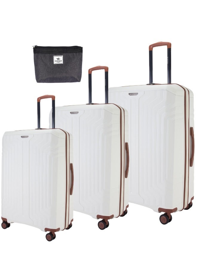 Sonada Hardside Luggage Set of 3 Expandable PP Material With Double Zipper, ANTI Theft Lock