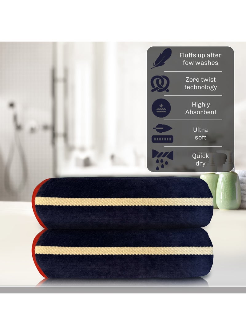 DUKE Carmen Bath Sheet (Pack of 2) 85 x 170 CM, Rapid Drying,Luxuriously Soft with Striped Design 100% Cotton, Ideal for Bathroom, Hotel and Spa