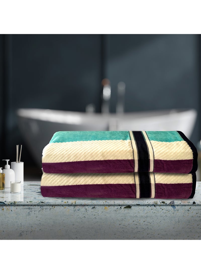 Duke Bath Sheet (Pack of 2) 83 cm x 163 cm Quick Dry Super Soft Large Stripe Towels 100% Cotton Large Bath Towel  Highly Absorbent and for Bathroom, Hotel & Spa Quality Towels