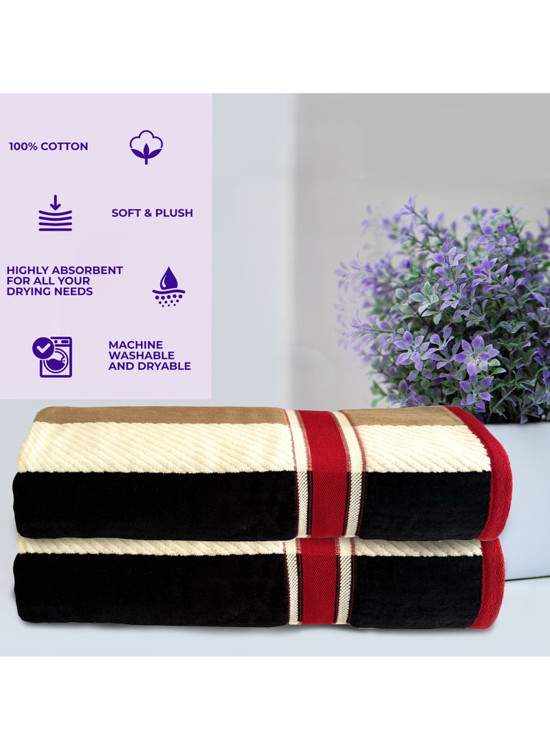 Duke Bath Sheet (Pack of 2) 83 cm x 163 cm Quick Dry Super Soft Large Stripe Towels 100% Cotton Large Bath Towel  Highly Absorbent and for Bathroom, Hotel & Spa Quality Towels