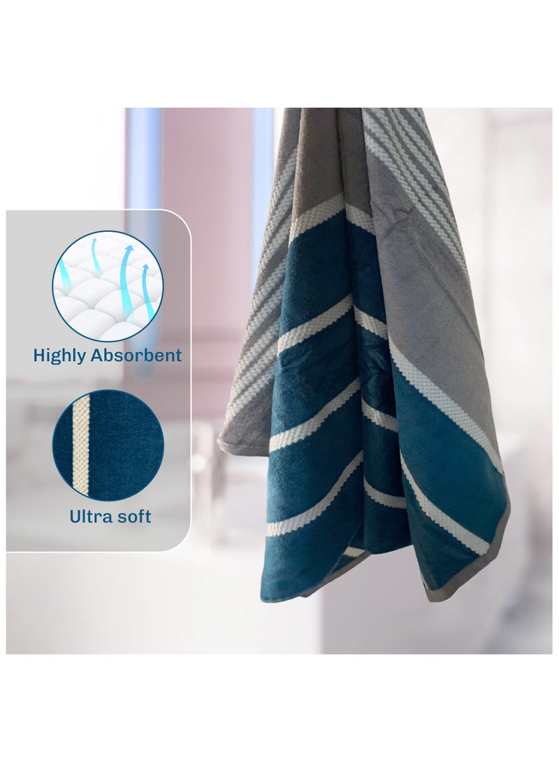 DUKE Carmen Bath Sheet (Pack of 2) 85 x 170 CM, Rapid Drying,Luxuriously Soft with Striped Design 100% Cotton Ideal for Bathroom Hotel and Spa