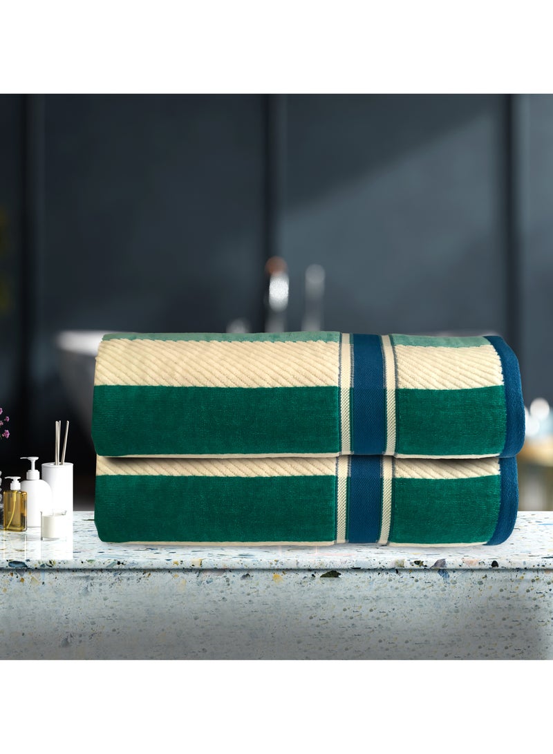 Duke Bath Sheet (Pack of 2) 83 cm x 163 cm Quick Dry Super Soft Large Stripe Towels 100% Cotton Large Bath Towel  Highly Absorbent and for Bathroom, Hotel & Spa Quality Towels