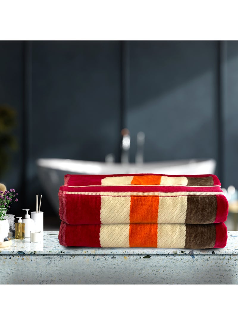 Duke Bath Sheet (Pack of 2) 83 cm x 163 cm Quick Dry Super Soft Large Stripe Towels 100% Cotton Large Bath Towel  Highly Absorbent and for Bathroom, Hotel & Spa Quality Towels