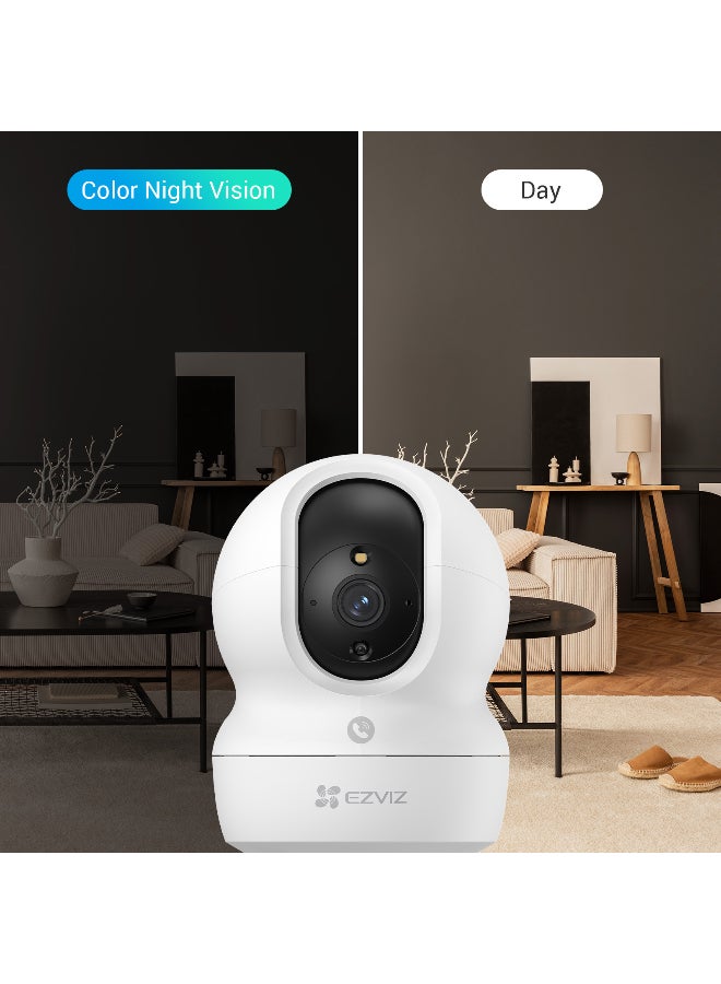 360 Degree Smart Security Camera (White) One-Touch Call / Up to 512GB SD Card Support / 1080P Full HD / Privacy Mode / Alexa Google Assistant / Motion Detection & Human Detection / 2-Way Audio / Night Vision