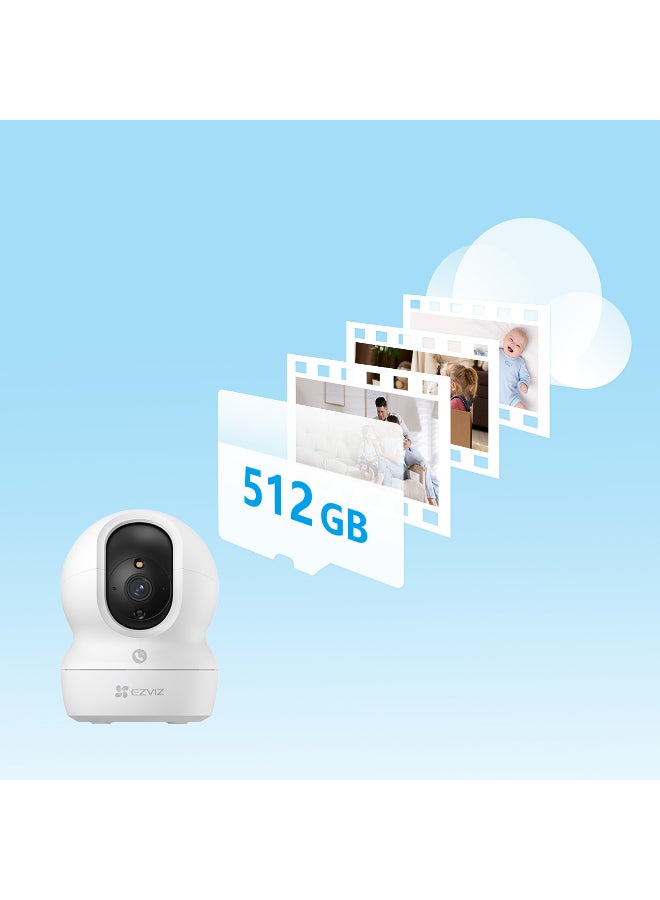 360 Degree Smart Security Camera (White) One-Touch Call / Up to 512GB SD Card Support / 1080P Full HD / Privacy Mode / Alexa Google Assistant / Motion Detection & Human Detection / 2-Way Audio / Night Vision