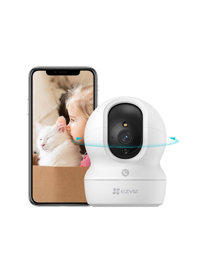 360 Degree Smart Security Camera (White) One-Touch Call / Up to 512GB SD Card Support / 1080P Full HD / Privacy Mode / Alexa Google Assistant / Motion Detection & Human Detection / 2-Way Audio / Night Vision