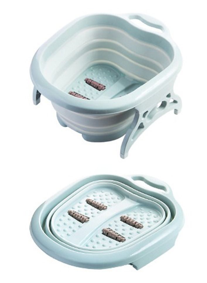 Compressible Plastic Footboard Massage Spa Bucket Laundry Bathroom Footboard Basin Foot Bath Bucket Collapsible Relieve Pressure