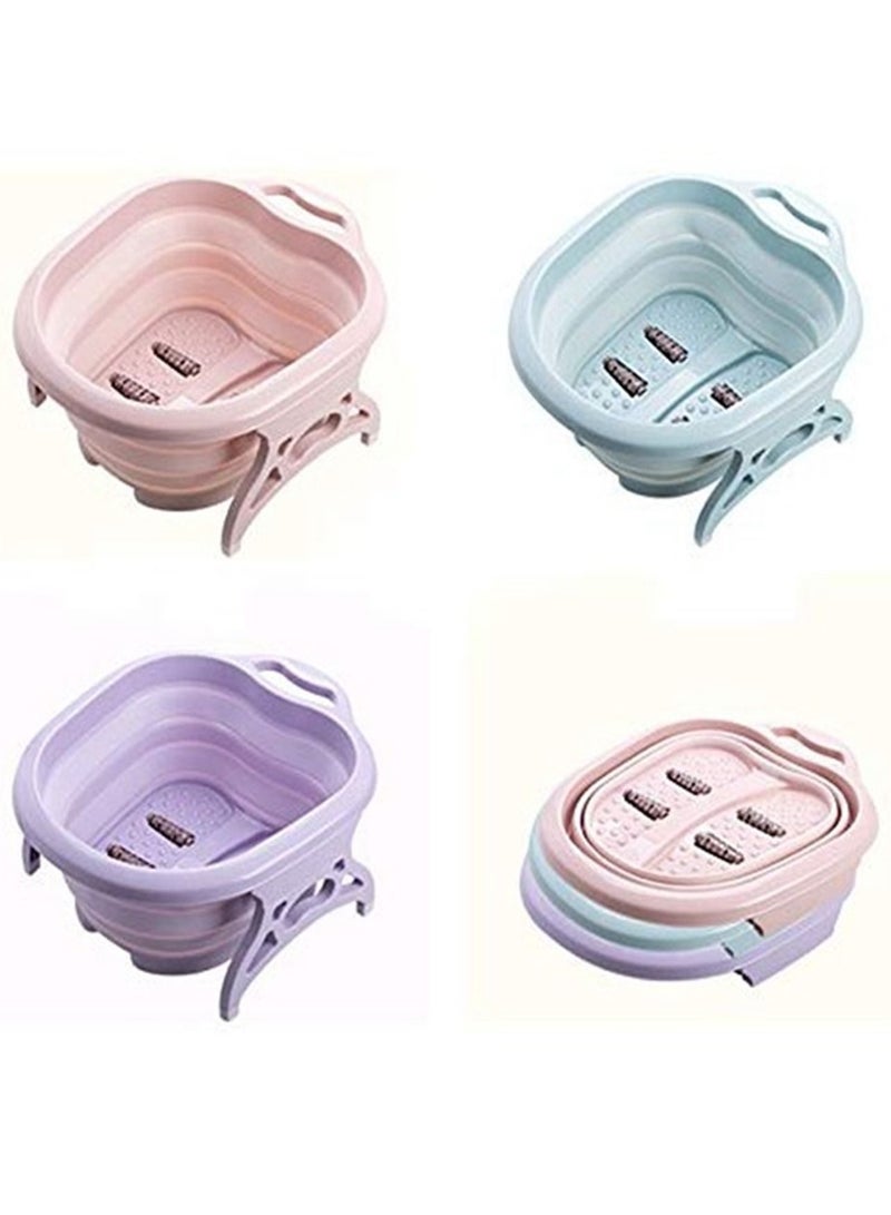 Compressible Plastic Footboard Massage Spa Bucket Laundry Bathroom Footboard Basin Foot Bath Bucket Collapsible Relieve Pressure