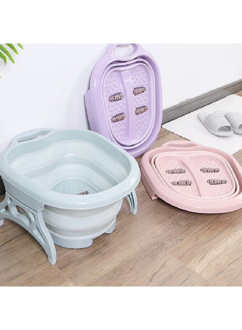 Folding Foot Care Tub Portable Foot Wash Massage Bucket Travel Folding Bucket with 4 Massage Balls Bathing Feet in Winter -slip Handle Endurable Meterial