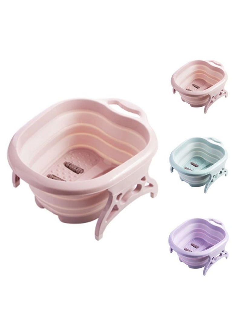 Folding Foot Care Tub Portable Foot Wash Massage Bucket Travel Folding Bucket with 4 Massage Balls Bathing Feet in Winter -slip Handle Endurable Meterial