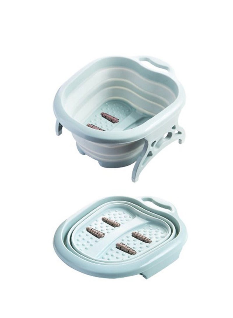 Folding Foot Care Tub Portable Foot Wash Massage Bucket Travel Folding Bucket with 4 Massage Balls Bathing Feet in Winter -slip Handle Endurable Meterial