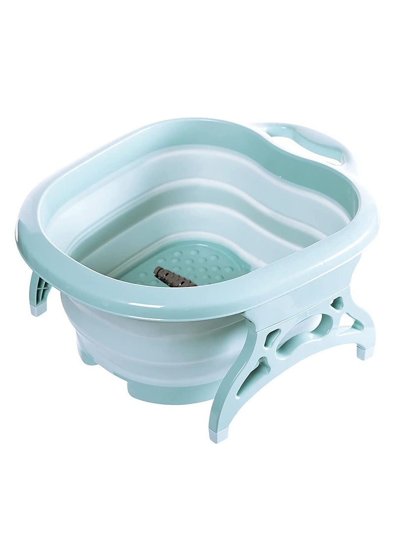 Folding Foot Care Tub Portable Foot Wash Massage Bucket Travel Folding Bucket with 4 Massage Balls Bathing Feet in Winter -slip Handle Endurable Meterial