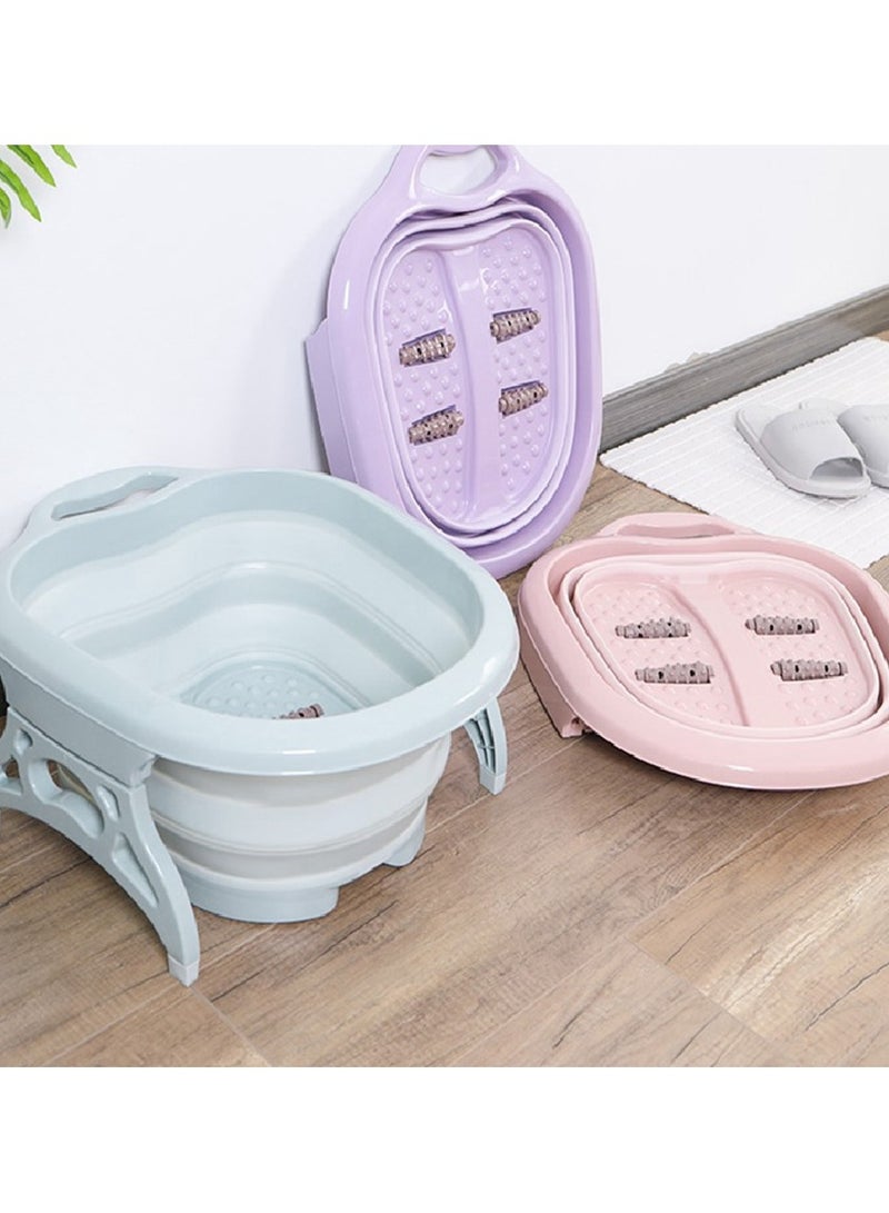 Folding Foot Care Tub Portable Foot Wash Massage Bucket Travel Folding Bucket with 4 Massage Balls Bathing Feet in Winter -slip Handle Endurable