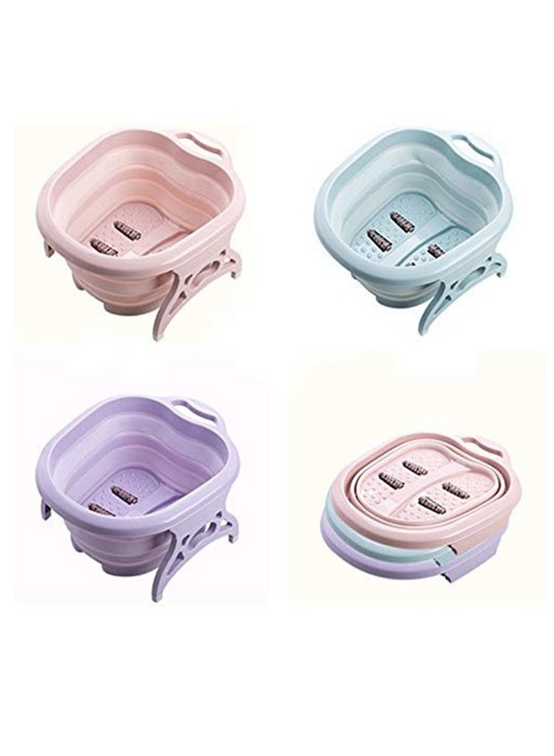 Folding Foot Care Tub Portable Foot Wash Massage Bucket Travel Folding Bucket with 4 Massage Balls Bathing Feet in Winter -slip Handle Endurable