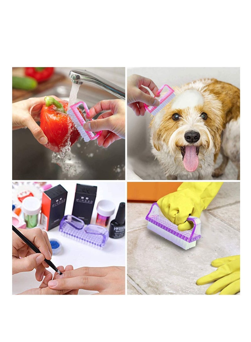 Handle Grip Nail Brush, 4 Pieces Hand Fingernail Scrub Cleaning Brushes Kit with 1 Piece Pedicure Brush for Toes and Nails Cleaner Men Women