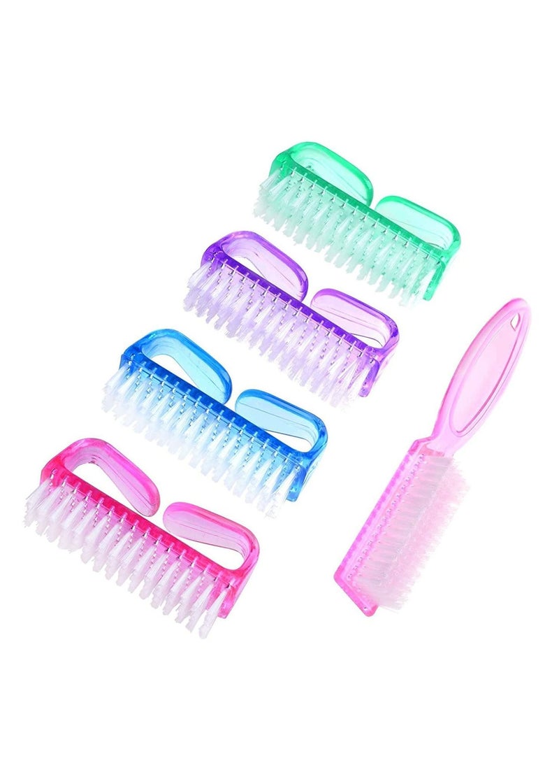 Handle Grip Nail Brush, 4 Pieces Hand Fingernail Scrub Cleaning Brushes Kit with 1 Piece Pedicure Brush for Toes and Nails Cleaner Men Women