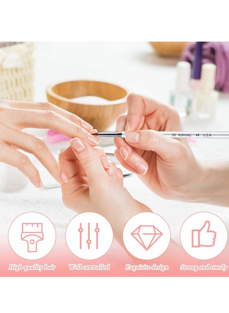 Nail Art Brush, Brush 3D Silver Metal with Non-slip Handle ring for Design Painting( 3Pcs, 2mm, 4mm, 5mm)