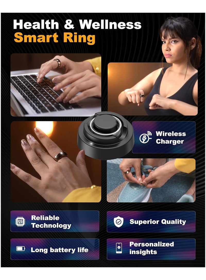 Health and Fitness Tracker Smart Ring - Advanced Sleep Monitoring, Stress & Activity Tracking, Titanium, IP68 Waterproof (Silver)