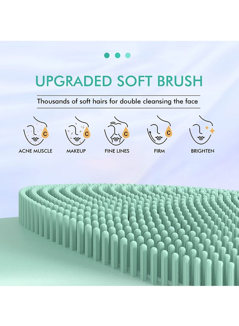 Sonic Waterproof Face Wash, Cleansing Brush, Soft Silicone Facial Cleanser, USB Rechargeable for Deep Cleansing, Gentle Exfoliation and Massage, For All Skin Types (Green)